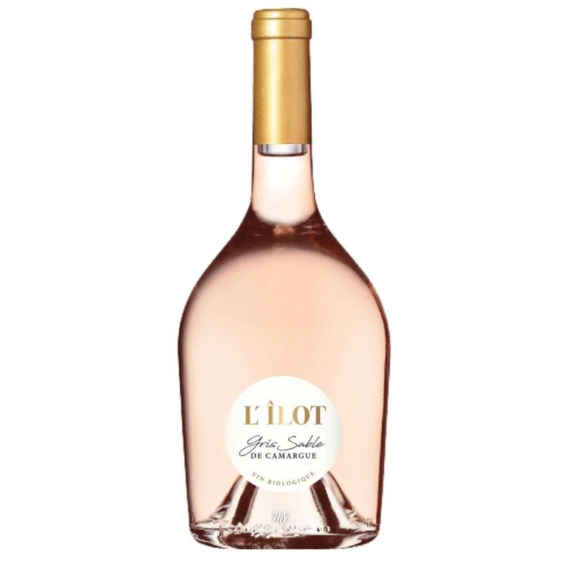 Fles Belles du Sud L'îlot Gris roséwijn uit de Camargue, helder roze van kleur met aroma’s van cassis, viooltjes en rood frui