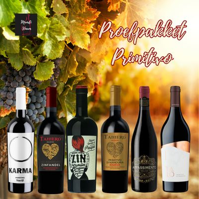 Proefpakket Primitivo - Proefpakket Primitivo uit Puglia – volle, kruidige topwijnen met Italiaanse flair