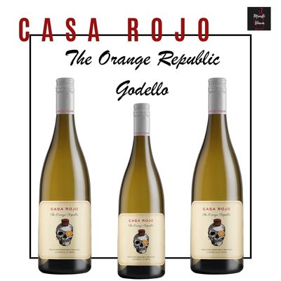 casa rojo fles witte spaanse wijn met doodskop op het etiket the orange republic godello
