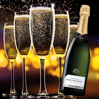 Champagne Bernard Remy Blanc de Blancs: pure chardonnay, levendige mousse, frisse citrustonen en elegante uitstraling