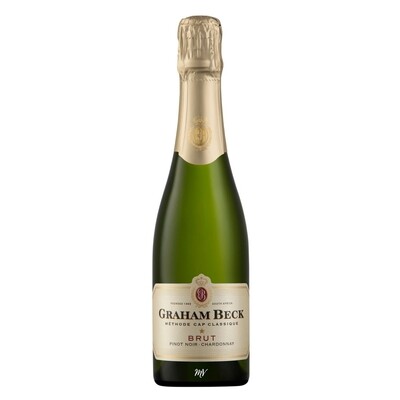 Graham Beck Brut Cap Classique halve fles, elegante Zuid Afrikaanse bubbels met groene appel en citroen, Mundi Vinum Herent