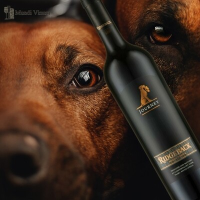 Ridgeback The Journey, Kaapse rode blend met hond‑etiket en donker fruit, Mundi Vinum Herent