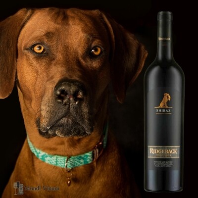 Ridgeback Shiraz, krachtige Kaapse wijn met hond‑etiket en zwarte kers, Mundi Vinum Herent