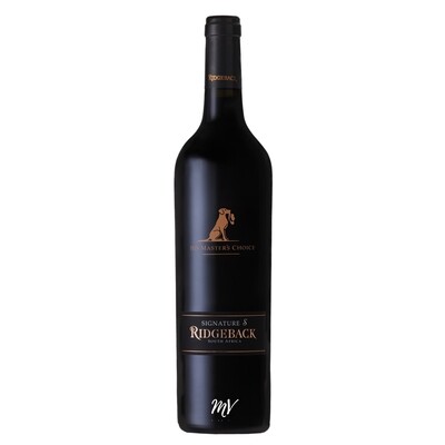 Ridgeback Signature S premium blend, Kaapse Rhône‑stijl met hond‑etiket en donker fruit, Mundi Vinum Herent
