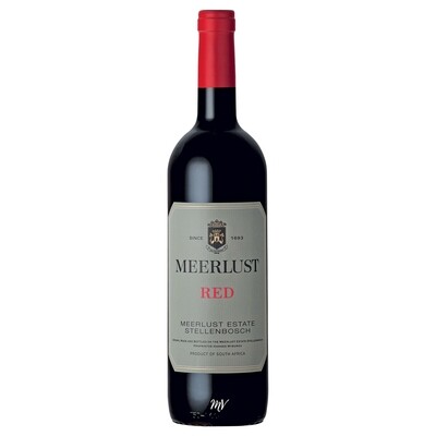 Meerlust Red Stellenbosch, Kaapse blend met zwarte bes, cassis en zachte tannines, Mundi Vinum Herent