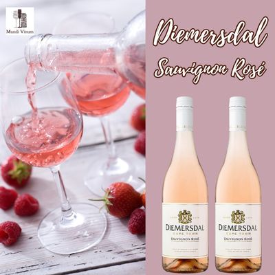 Diemersdal Sauvignon Rosé, Zuid-Afrikaanse rosé wijn, Sauvignon Blanc rosé, fruitige rosé wijn, verfrissende zomerwijn, Diemersdal wijn kopen, beste rosé wijn uit Durbanville, rosé wijn met passievrucht en limoen aroma's, unieke rosé wijn met Cabernet Sauvignon, online rosé wijn bestellen.