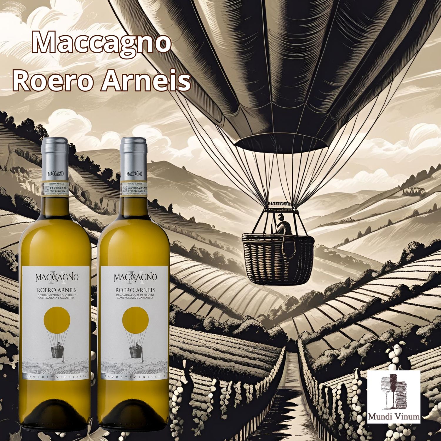 Maccagno - Roero Arneis - Docg maccagno roero arneis, italiaanse witte topwijn uit Piemonte