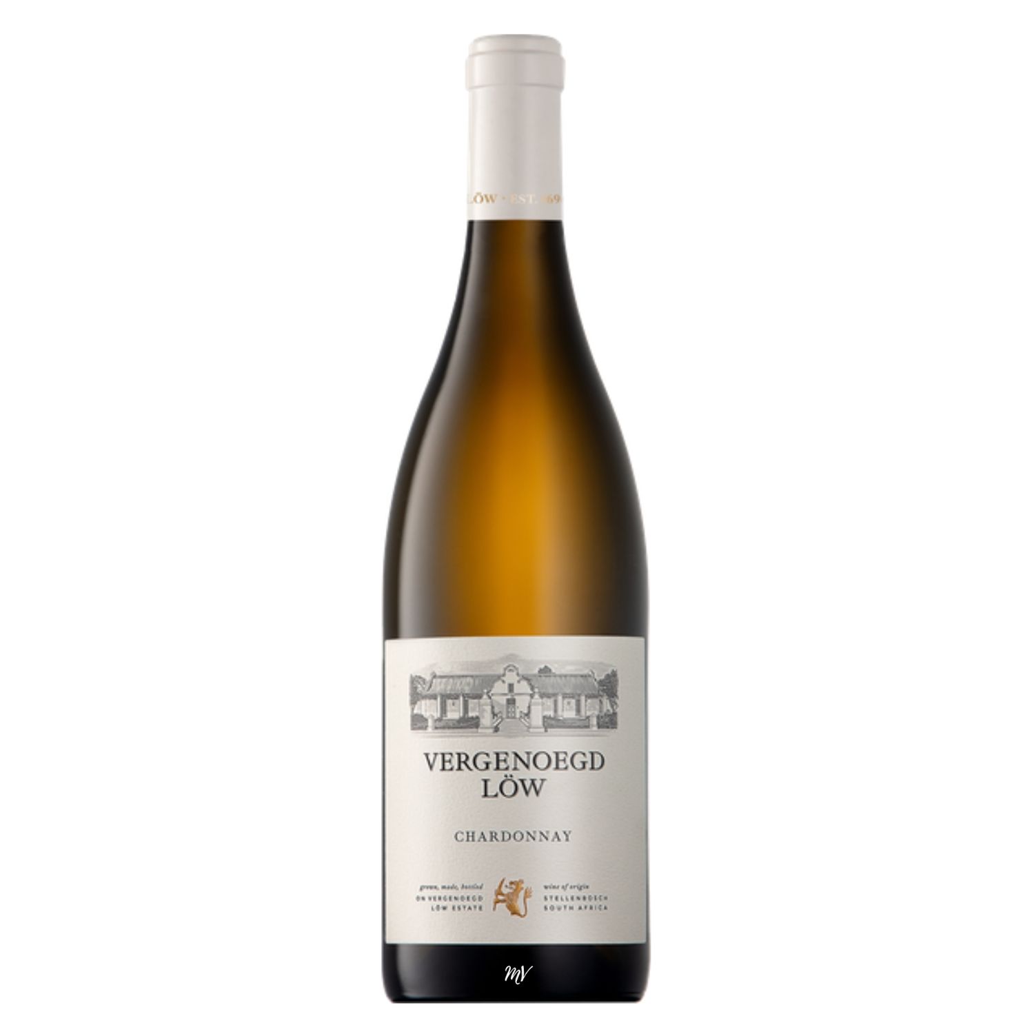 Vergenoegd Löw - Chardonnay Vergenoegd Löw Chardonnay – elegante droge witte wijn uit Stellenbosch, Zuid-Afrika, gemaakt van 100% Chardonnay