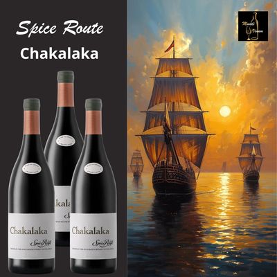 SFles Spice Route Chakalaka, een Zuid‑Afrikaanse rode blend uit Swartland met diepe robijnrode kleur en kruidige aroma’s van