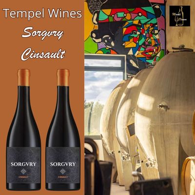 Tempelwijn Sorgvry Cinsault  pure Cinsault‑finesse van Belgische wijnmaker in Zuid-Afrika met rood fruit en florale elegantie