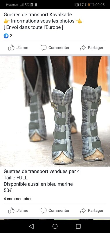 Guêtres de transport taille full Vendue par 4 et disponible aussi en Bleu marine 