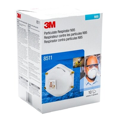 3M 8511 N95 Face Masks With Valve (10-pack)
