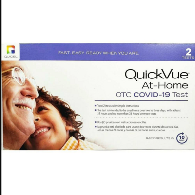 Quidel QuickVue at home OTC COVID-19 Test Kit, Self-Collected Nasal Swab Sample, 10 Minute Rapid Results - Pack of 2 Tests