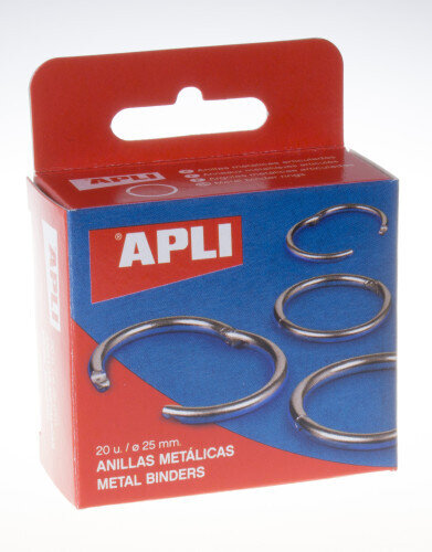 CAJA 20 UDS. ANILLAS METÁLICAS ARTICULADAS 25 MM APLI 452