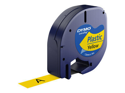 CINTA ROTULADORA LETRATAG 12MMX4M NEGRO/AMARILLO DYMO S0721620