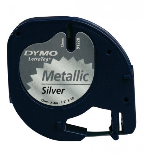 CINTA ROTULADORA LETRATAG 12MMX4M NEGRO/PLATA DYMO S0721730