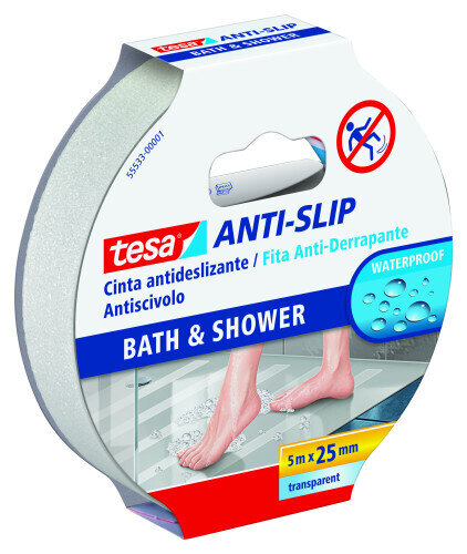 ROLLO CINTA SEGURIDAD ADHESIVA ANTIDESLIZANTE 25 MM X 5 METROS TRANSPARENTE TESA 55533-00001-11