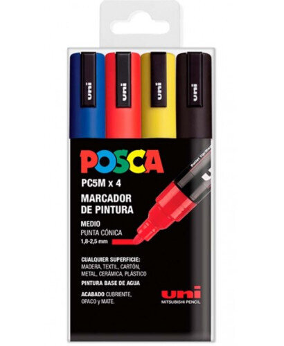ESTUCHE 4 UDS. PC-5M BASIC POSCA UNIBALL 182634681