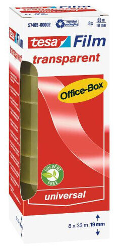 PACK 8 CINTAS ADHESIVAS TRANSPARENTE 33MX19MM TESA 57405-00002-01