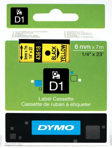 CINTA ROTULADORA D1 6MMX7M NEGRO/AMARILLO DYMO S0720790