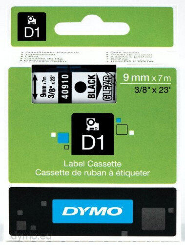 CINTA ROTULADORA D1 9MMX7M NEGRO/TRANSPARENTE DYMO S0720670