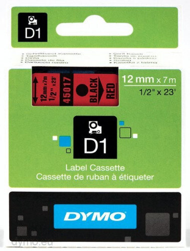 CINTA ROTULADORA D1 12MMX7M NEGRO/ROJO DYMO S0720570