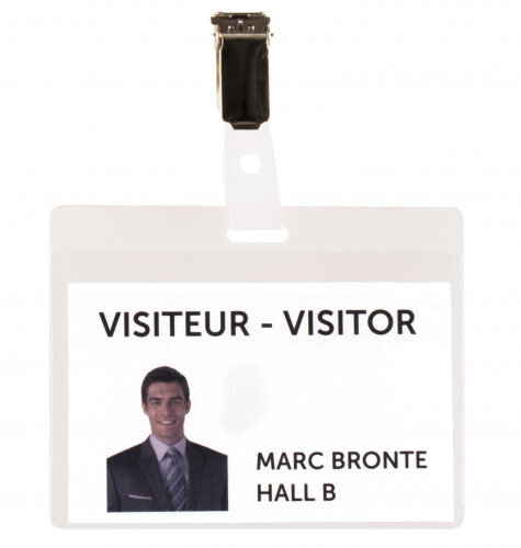 KIT 25 IDENTIFICADORES VISITA PVC TRANSPARENTE FLEXIBLE 82,5X103 MM - INCLUYE TARJETAS TARIFOLD 200500