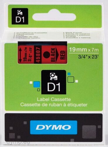 CINTA ROTULADORA D1 19MMX7M NEGRO/ROJO DYMO S0720870