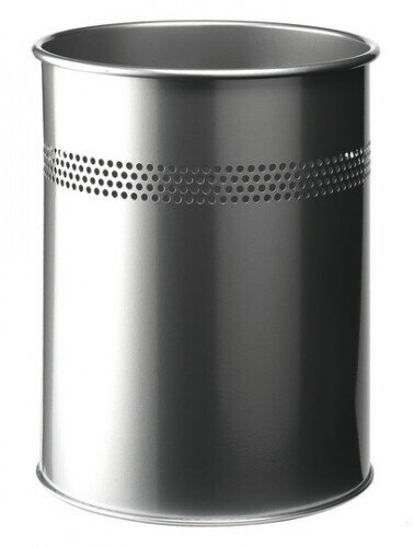PAPELERA METALICA DE 15L SEMIPERFORADA COLOR PLATA DURABLE 3300-23