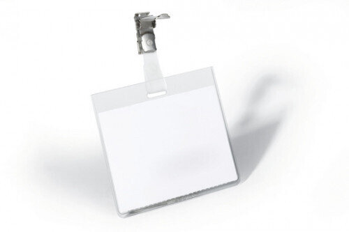 CAJA DE 25 PORTANOMBRES CON PINZA PVC TRANSPARENTE DURABLE 8003-19