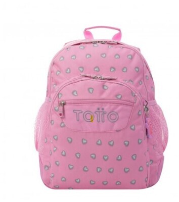 MOCHILA INFANTIL ROSA CORAZONES BOLSILLOS MA04ECO029-2120N-7IU TOTTO