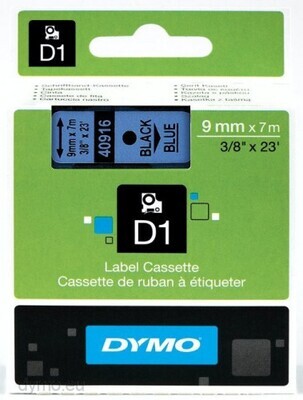 CINTA ROTULADORA D1 9MMX7M NEGRO/AZUL DYMO S0720710