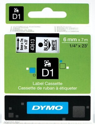 CINTA ROTULADORA D1 6MMX7M NEGRO/BLANCO DYMO S0720780