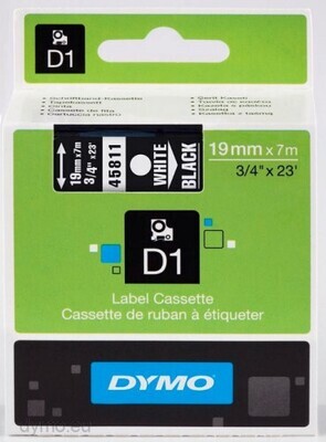CINTA ROTULADORA D1 19MMX7M BLANCO/NEGRO DYMO S0720910