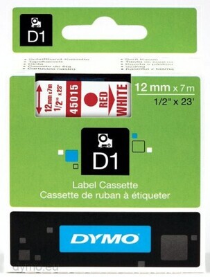 CINTA ROTULADORA D1 12MMX7M ROJO/BLANCO DYMO S0720550