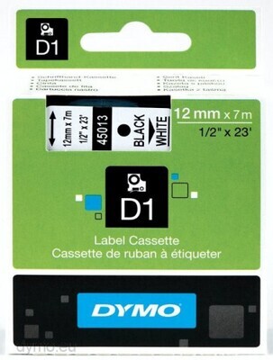 CINTA ROTULADORA D1 12MMX7M NEGRO/BLANCO DYMO S0720530
