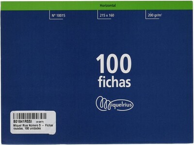 100 FICHAS DE CARTULINA RAYADA (200X120 MM) Nº. 4 MARIOLA 3114R