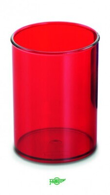 CUBILETE DE PLASTICO 78 MM. DIAMETRO X 100 MM. ALTO TRANSPARENTE ROJO FAIBO 205-53