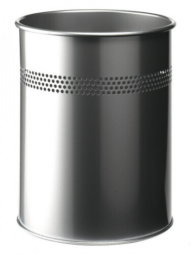 PAPELERA METALICA DE 15L SEMIPERFORADA COLOR PLATA DURABLE 3300-23