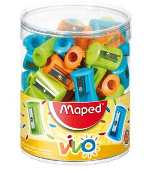 EXPOSITOR 75 SACAPUNTAS VIVO 1 AGUJERO COLORES SURTIDOS MAPED 506300