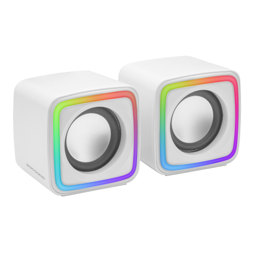 Mars Gaming MSCUBEW Blanco Altavoces Gaming RGB Compactos Procesador Sonido DSP 8W