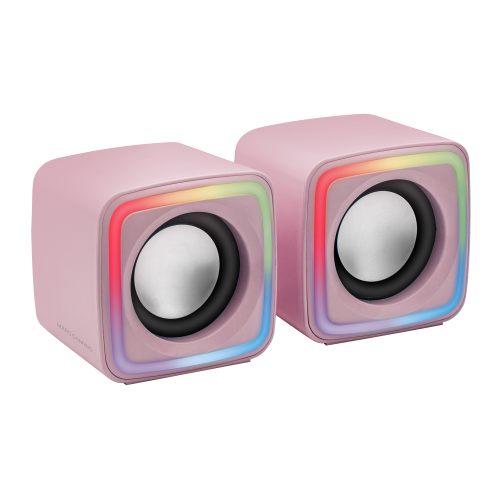 Mars Gaming MSCUBEP Rosa Altavoces Gaming RGB Compactos Procesador Sonido DSP 8W