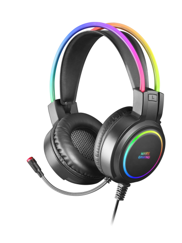 Mars Gaming MHRGB, Cascos Gaming RGB + Micro Flexible, Negro