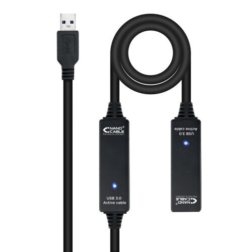 Nanocable Cable USB 3.0 prolongador con amplificador, tipo A/M-A/H, 15m