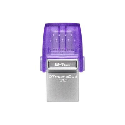 Kingston Technology DataTraveler microDuo 3C unidad flash USB 64 GB USB Type-A / USB Type-C 3.2 Gen 1 (3.1 Gen 1) Púrpura, Acero inoxidable