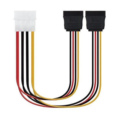 NANOCABLE CABLE SATA ALIMENTACION, 5.25 (MOLEX 4PIN)/M-2XSATA/H, 20 CM (10.19.0101)"