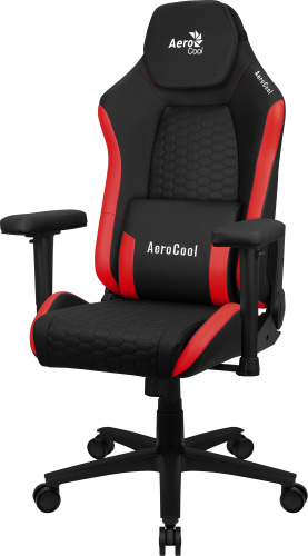 Aerocool CROWNBR Rojo, Silla Gaming Ergonómica, Cojines Ajustables, Cuero Sintético Premium