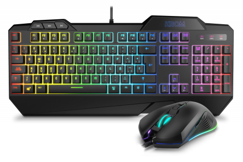 KROM PACK GAMING KRUSHER. TECLADO SEMI-MECANICO + RATON. RGB. NEGRO