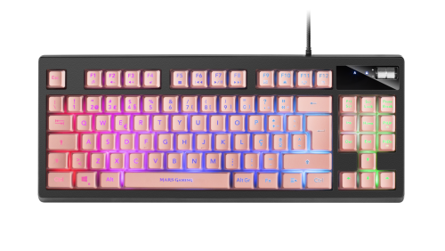 Mars Gaming MKAXPPT teclado USB Portugués Negro, Rosa