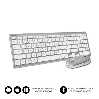 SUBBLIM Teclado completo con Ratón Bluetooth Combo Pure Extended Silver